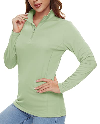 Tacvasen Half Zip Pullover For Women Sun Protection Shirts Summer Quick Dry Outdoor Performance Shirts Light Green, Xl #TOP19