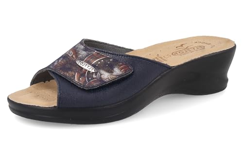 Fly Flot Montabone-Zapatillas de Mujer de Piel sintética Suave, Plantilla de Cuero, con talón Elevado, Sandalias deslizantes, Turquesa, 39 EU
