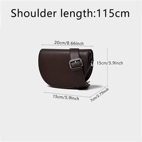 Stylish Vintage Saddle Bag Small PU Leather Shoulder Bag Half Moon Crossbody Cluth Purse with Wide Adjustable Strap2