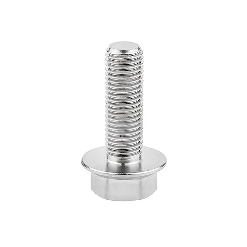 Image of Ti Screws M10 x 20 25 30 35 40 45 50 55 60 65 70 75 80 90 100mm 1.25 Pitch Titanium Flange Hex Bolt Pack of 4 (Silver, M10x25mm)