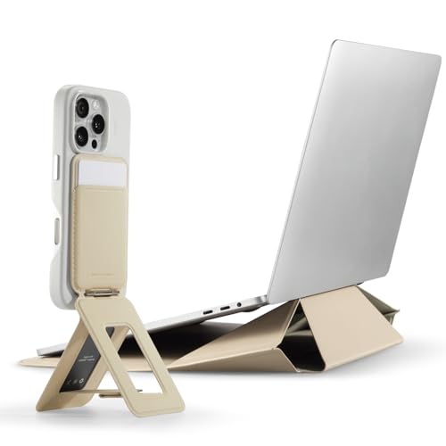 MOFT Laptop Sleeve Bag for 15"-16" Beach White & Phone Tripod Stand, MagSafe Wallet Tripod Stand, NFC-Supported Phone Wallet Earthen Beige
