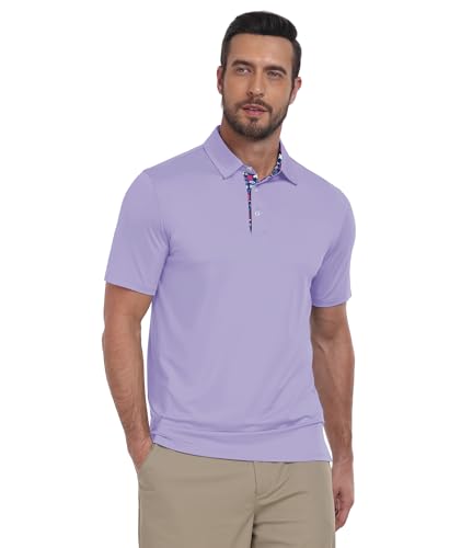 Image of ZITY Golf Shirts for Men Short Sleeve Moisture Wicking Solid Performance Designed Print Collared Casual Polo Shirt