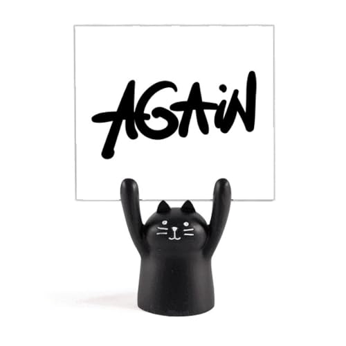 Support de mémo chat noir Again pince note rigolote avec texte humoristique