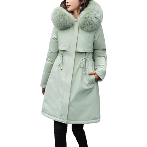 Manteau d'hiver long doublure fourrure parka épaissir structure bulle