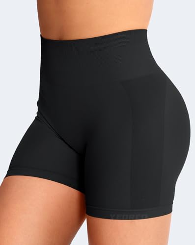 YEOREO Women Seamless Scrunch Workout Shorts High Waisted Intensify Running Gym Yoga Workout3