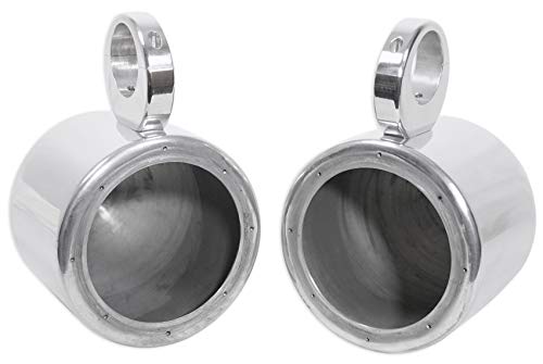 Image of Rockville MAC65S Bundle: (2) Chrome 6.5 inch Aluminum Wakeboard Tower Speaker Enclosures, (2) MAC360C 360 Swivel Tower or Surface Mount Clamps for Wakeboards /MAC Pods, 4-Items