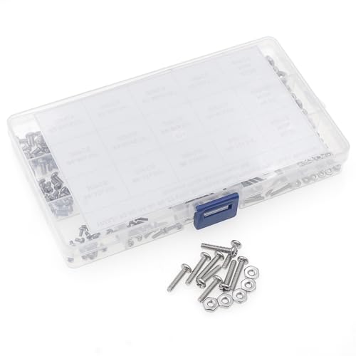 HVAZI #2-56#4-40#6-32 UNC Stainless Steel Phillips Pan Head Machine Screws Nuts Assortment Kit