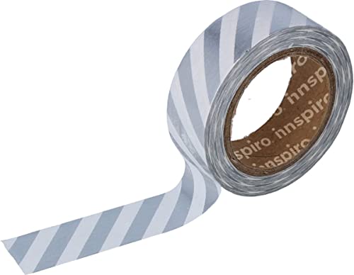 INNSPIRO Ruban masking tape Washi Foil lignes argentées 15 mm x 10 m Série Metal