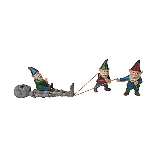 Bella Haus Design The Great Alien Gnome Massacre Garden Statue – 15” Polyresin Outdoor Décor – Alien With Gnomes For Patio, Porch, Fence, Garden #TOP4