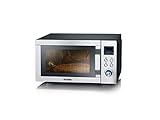 SEVERIN 4-in-1 Mikrowelle mit Doppelgrill, Minibackofen mit Pizza-Express Funktion, Mikrowelle mit Grill und Heißluftfunktion bis zu 230 °C, Edelstahl/schwarz-matt, MW 7778