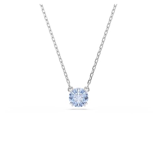 Swarovski Stilla Pendant, Round Cut, Blue, Rhodium Finished