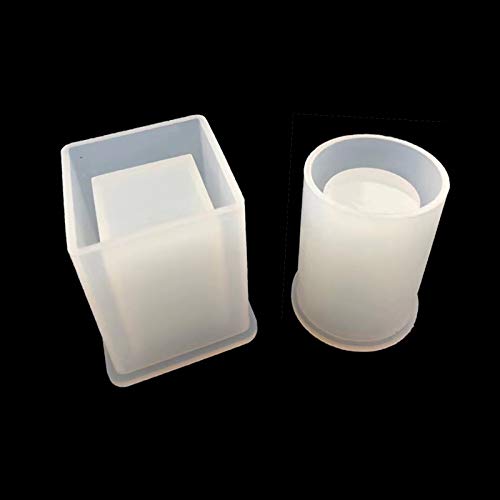 Moldes de silicona para cubos y cilindros, Xfaiz Big DIY Cilindro de resina Planta Molde DIY Macetero Molde de resina Cilindro de resina Molde de silicona Cover