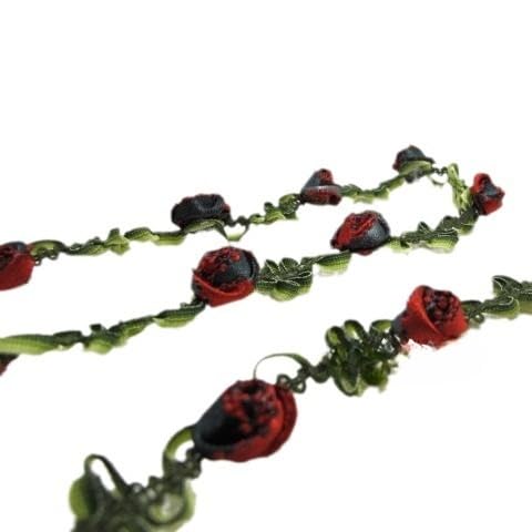 1/2/10 Iarda di Fiori Artificiali in Raso Viola Stringa di Cotone Floreale Foglia Nastro da Cucito per Cucire Passamanerie e Bordi per L'artigianato