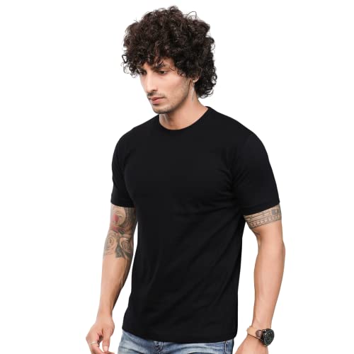 Image of Men's Pure Cotton Round Neck Half Sleeve Plain T-Shirt