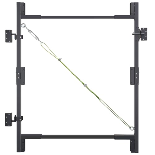 Steel Frame DIY Gate Building Kit,Fence Gate Kit Suit for 36-60' Wide Openings Up to 7 Feet High Fence,Fits 1' x 4' & 2'x4' Wood