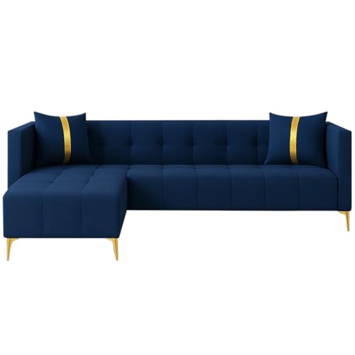 Image of Sleepify Livingstyle 6 Seater LHS L Shape Sofa Set with Centre Table (Blue)