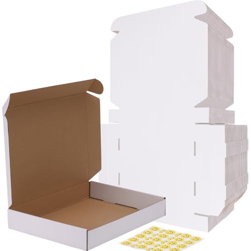 Image of RLAVBL 30 Pack 13x10x2 Shipping Boxes, White Corrugated Cardboard Mailer Box for Packing Mailing Small Business