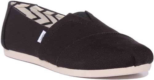 TOMS Women's Alpargata Recycled Cotton Canvas Slip On Sneaker Black Recycled Cotton Canvas