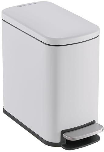 Image of SIMPLI-Magic 6L /1.6G Stainless Steel Bathroom Trash Can with Hands-Free Foot Pedal, Quiet Soft-Close Lid, Compact Space-Saving Size