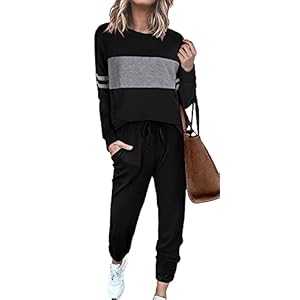 Sipaya-Colorblock-Sweatsuits-Sets-for-Women-2-Piece-Casual-Outfits-Lounge-Sets Womens Fall Winter Two Piece Outfit Sets Trendy Strips Black Casual Long Sportswear Set M