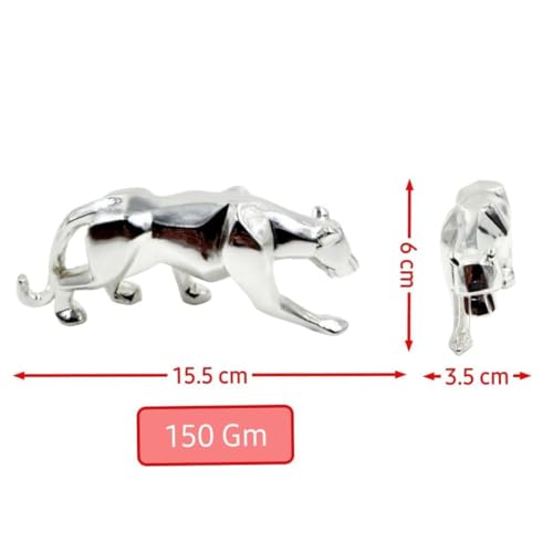 Image of ARNAVIRA 999 Silver Plated Panther Statue for office & Home Decor, Gifting Showpiece, office Desk Decor (999 Silver, Panther)