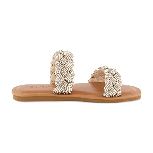 CUSHIONAIRE Women's Shine rhinestone braided slide sandal +Memory Foam, Wide Widths Available4