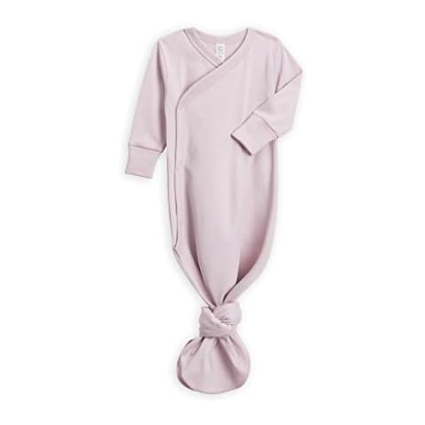 Colored Organics Baby Organic Cotton Knotted Gown - Infant Kimono Gown with Mitten Cuffs - Wisteria - NB Cover