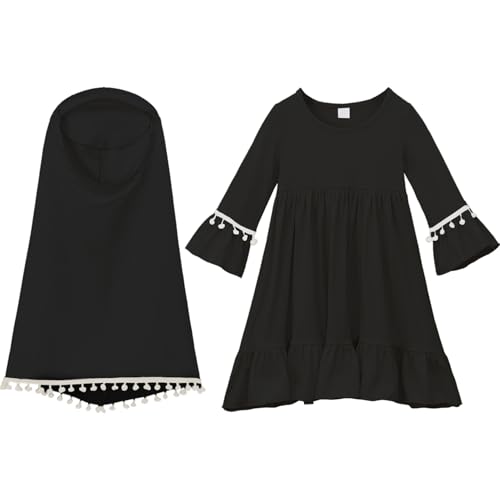Robe de l'Aïd pour filles avec hijab intégré, ensemble de prière islamique