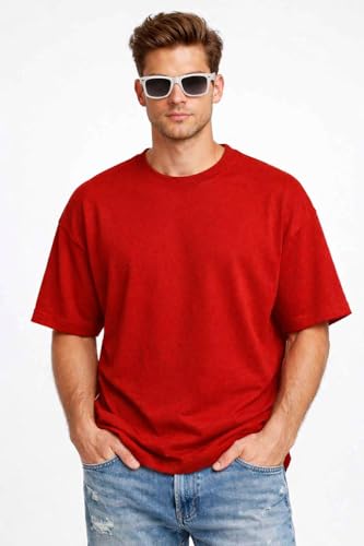 Image of Men's Oversized T-Shirt, Cotton Blend, Soft Fabric, Crew Neck, Short Sleeve