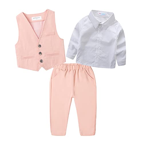 Image of Mud Kingdom Boys Suits for Weddings White Shirts, Vests and Pants Clothes Sets
