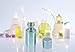 12pcs 5ml Empty Pearled Blue Glass Oil Bottles Set For Essential Oil Blends Samples With 1x26 Stickers,1x63labels,1 Funnel,1 Dropper,1 Sprayer Adapter,1 Extra Orifice Reducer