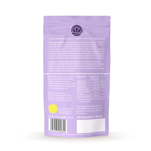rund.um calm - 300mg pro Tagesdosis Reishi Vitalpilz - mit Lavendel & Melisse - B-Vitamine B1 & B6 plus Magnesium zur Unterstützung von Entspannung & Stressbewältigung - vegan - 60 Kapseln