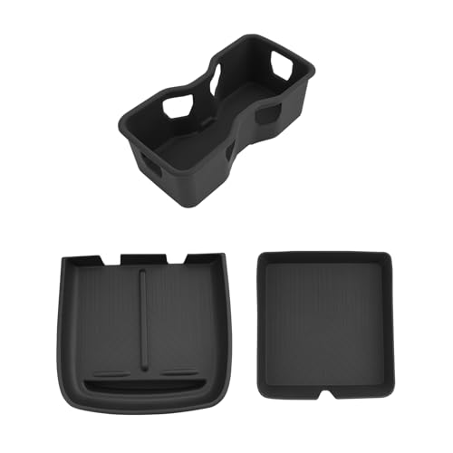 Image of CDEFG 3PCS for 2022-2025 2026 Rivian R1T / R1S Center Console Cup Holder Insert & Wireless Charing Pad & Center Console Armrest Organizer Tray Silicone Mat Accessories