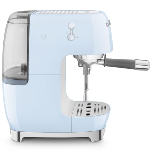 Image of Smeg Cold Brew Coffee Machine, Original Italian Brand, Patented Smeg Pastel Blue Color, Live the Barista Exeprience, Professional Steam Wand for Creamy Milk Drink, Pressure Monitor, ECF03PBEU