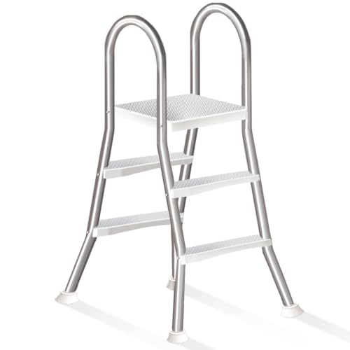 Escalera para piscina con 4 peldaños doble cara acero miniatura 1