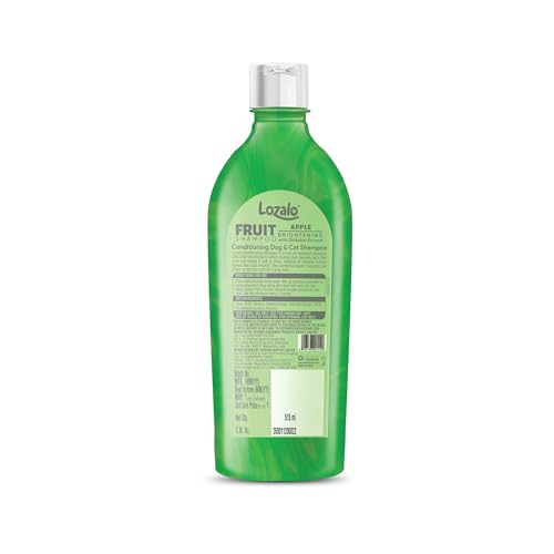 Image of Lozalo Fruit Pet Shampoo 400 ml, Combo Pack of 2x200 ml, Apple,Anti-Fungal, Anti-Itching pH Balanced Paraben Free Conditioning Shampoo for Dogs & Cats of All Breeds,Brightening with Shikakai Extract
