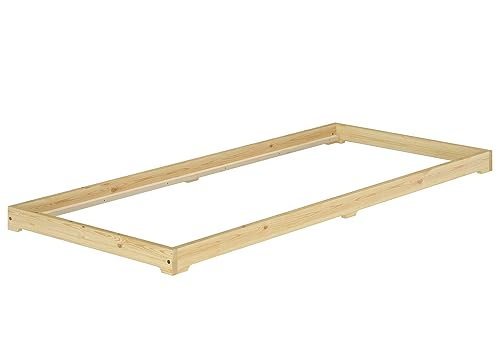 Erst-Holz®Bettrahmen Bodenbett Futon extra niedriges Holzbett 90x200 Kiefer lackiert V-60.47K-09Rollrost inkl.