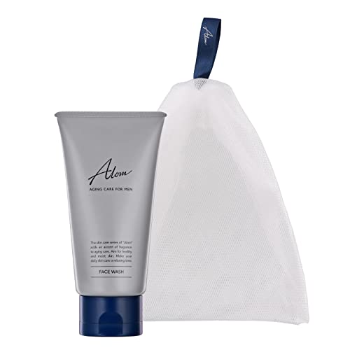 Alom (アロム) フェイスウォッシュ 洗顔用泡立てネットセット メンズ クリーム洗顔料 スキンケア 男性 男性用 泡 洗顔料 洗顔フォーム 肌乾燥を防ぐ 皮脂汚れ 110g