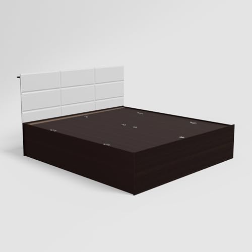 Image of Interio by Godrej Bed, White Chocolate Wee King Size Engineered Wood Bed with Box Storage, 1-Year Warranty, White, Cinnamon