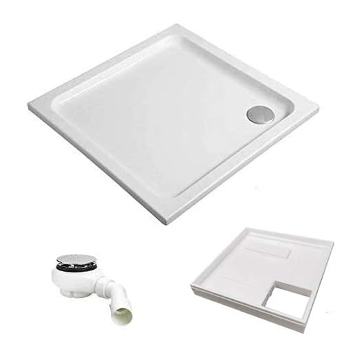HOESCH KOMPLETT-PAKET: Duschwanne 90 x 90 x 2,5 cm superflach Acryl + Styroporträger/Wannenträger + Ablaufgarnitur chrom
