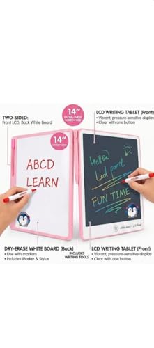 Image of LCD Writing Tablet, 14 Inch | One-Touch Erase, Screen Lock Feature, Lightweight & Ultra-Thin, Reusable Digital Drawing Board