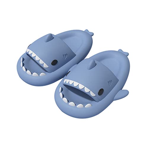 MoneRffi Žraločí pantofle Shark Žraločí Slides Pánské koupací pantofle Roztomilé Thick Sole Shark Slippers Super Měkké Shower Koupací boty Indoor Outdoor na léto 4 cm, modrá