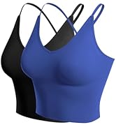 Design by Olivia Women's Casual Seamless Padded Workout Sports Bra Cami Cropped Yoga Tank Top wit...