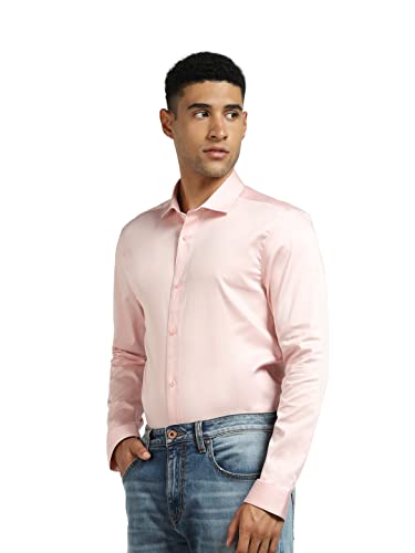 Image of Jack & Jones Men's Cotton Slim Fit Solid Opaque Checked Spread-Collar Casual Shirt