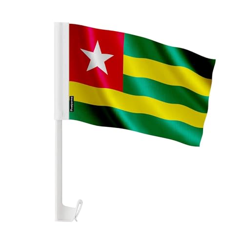Drapeau voiture Togo 30x45cm pour célébrer les fêtes nationales en convoi de 50 véhicules