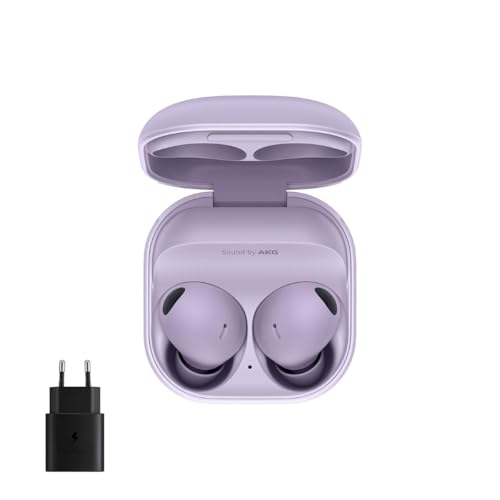 Samsung Galaxy Buds2 Pro y Adaptador de viaje 25W-Auriculares Bluetooth, True Wireless, Cancelación de Ruido, Estuche de Carga, Sonido de Calidad, Resistentes al Agua, Bora Púrpura (Versión española)