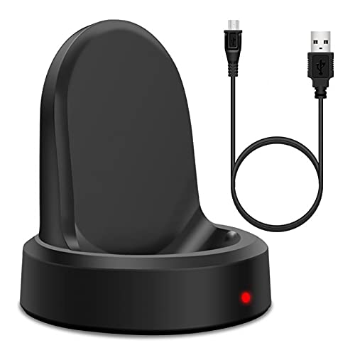 Estación de carga inalámbrica, cargador de reloj inteligente, cargador inalámbrico para Samsung Gear S3, accesorio de reloj inteligente con cable USB, carga Dock Cradle para Frontier y Classic (negro)