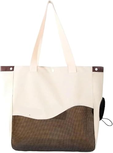 ペットバッグ ドッグキャリア ワンショルダー ポータブル 露出型 通気性キャンバス 小型犬用 (ホワイト)