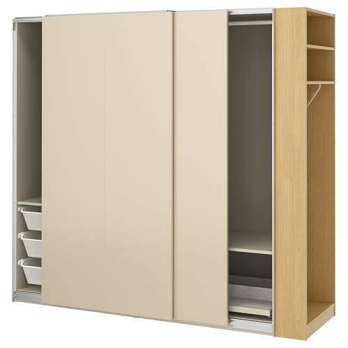 ProTuning PAX/HASVIK Armario con puertas correderas, efecto gris-beige gris-beige/roble, 220x66x201 cm