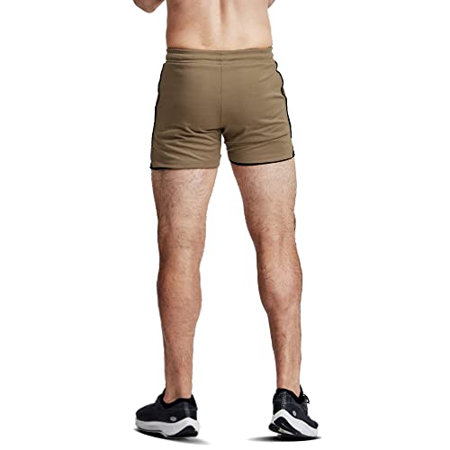 Everworth Men's 2 In 1 Workout Shorts 5" Quick Dry Gym Shorts Bodybuilding Short Shorts Compression Shorts With Zipper Pocket Brown Us M #TOP2
